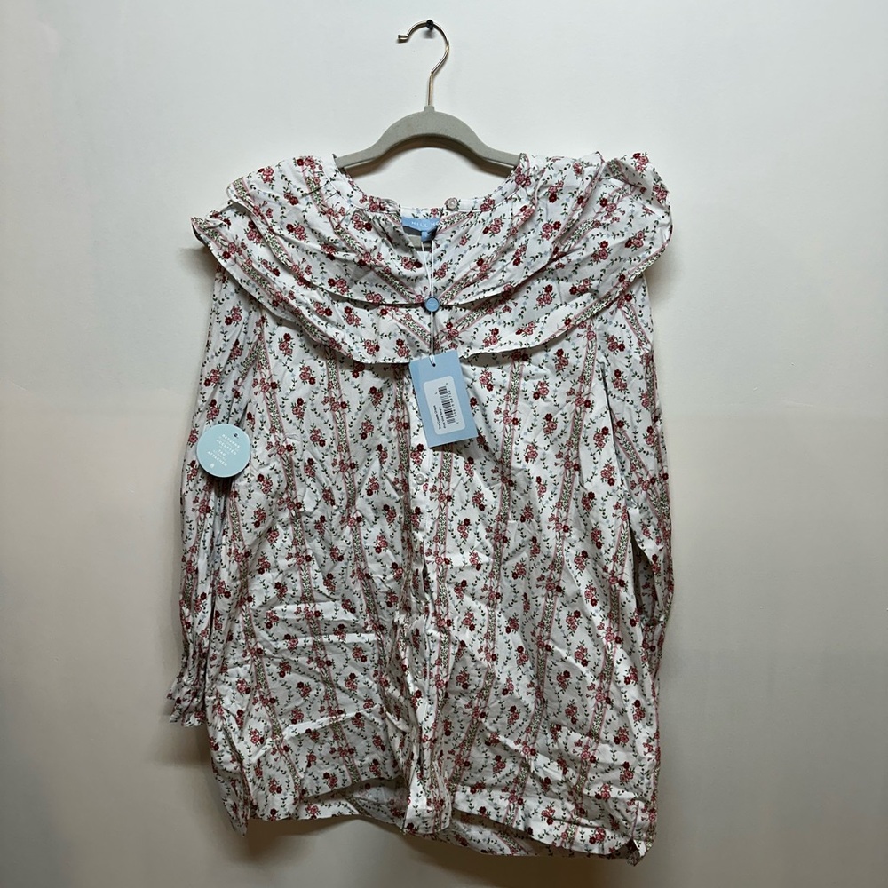 Hill House L Colette Dress Pink Vine Stripe